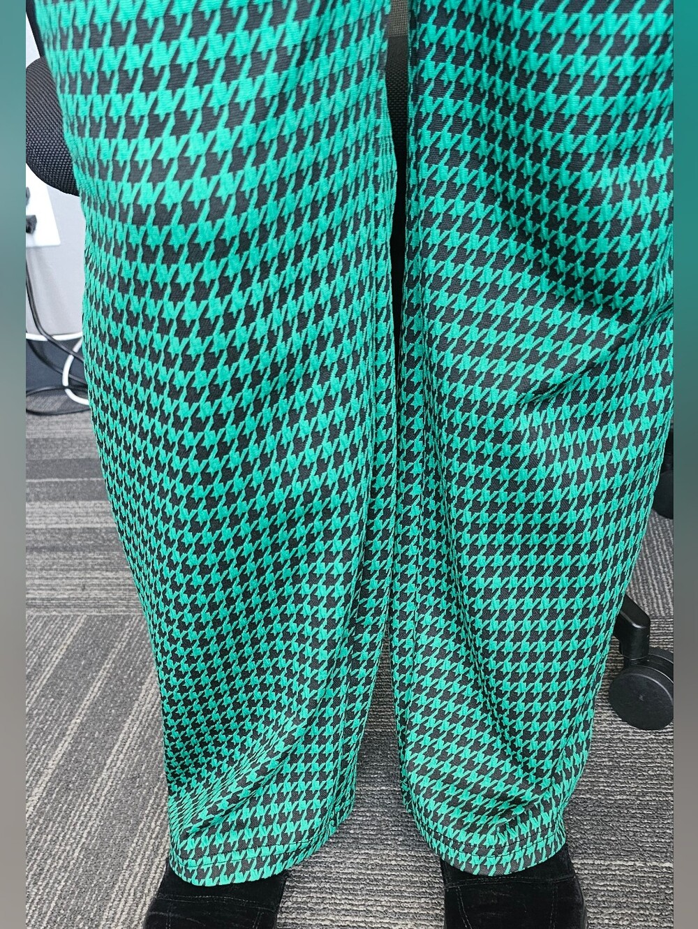 Modcloth Women’s Green & Black Houndstooth Wide-Leg Pants